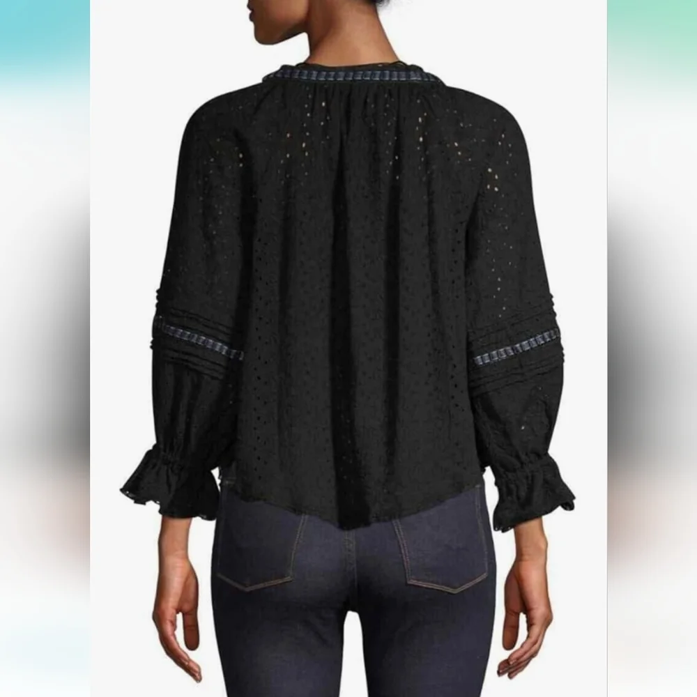 Free People Women’s Darcy Eyelet Blouse Black X-Small